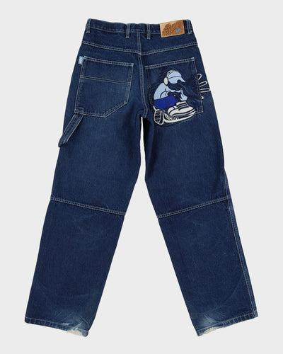 00s Y2K EXCO Blue Baggy Oversized Contrast Stitch Blue Jeans - W28 L31