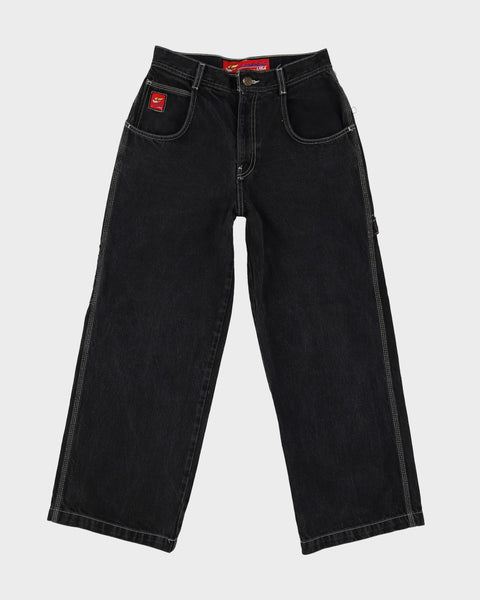 00s Y2K JNCO Flamehead USA Black Baggy Oversized Contrast Stitch