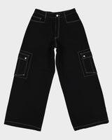 00s Y2K Extreme Zone Black Baggy Oversized Contrast Stitch Jeans - W28 L29