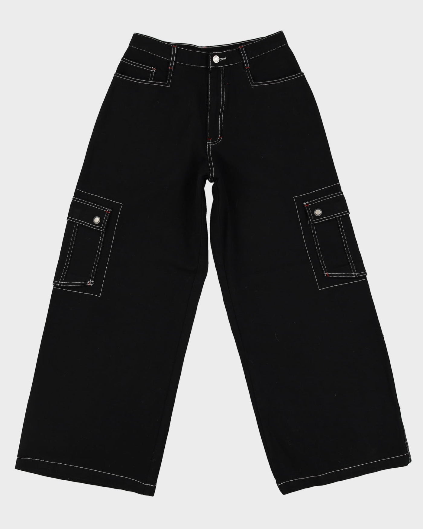 00s Y2K Extreme Zone Black Baggy Oversized Contrast Stitch Jeans - W28 L29