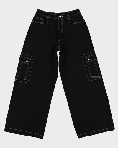 00s Y2K Extreme Zone Black Baggy Oversized Contrast Stitch Jeans - W28 L29