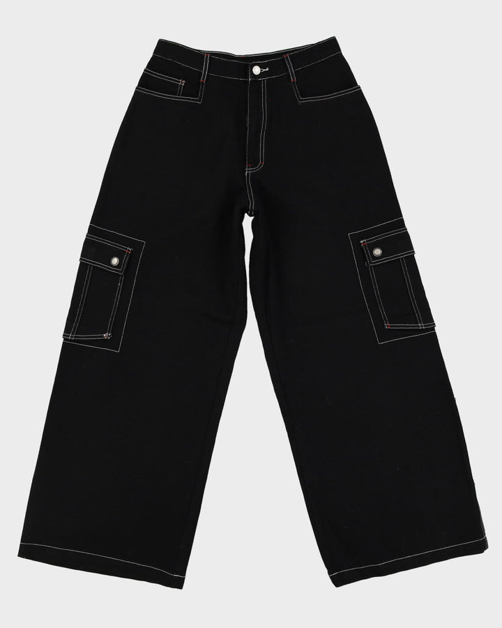 00s Y2K Extreme Zone Black Baggy Oversized Contrast Stitch Jeans - W28 L29
