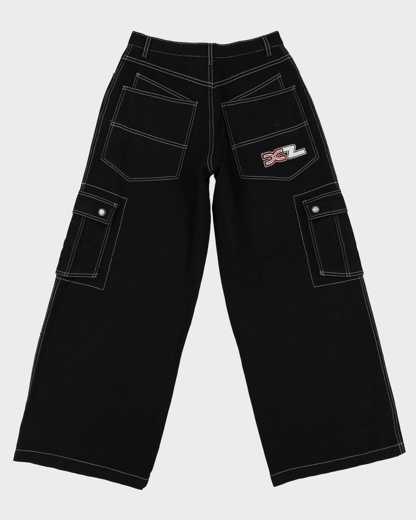 00s Y2K Extreme Zone Black Baggy Oversized Contrast Stitch Jeans - W28 L29