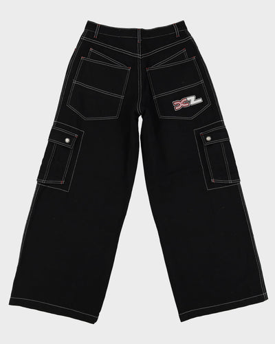 00s Y2K Extreme Zone Black Baggy Oversized Contrast Stitch Jeans - W28 L29