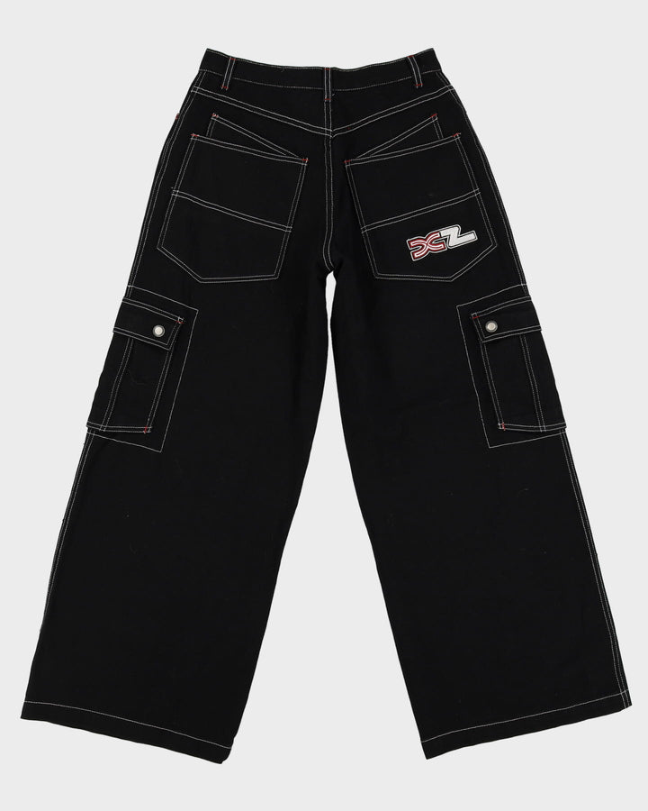 00s Y2K Extreme Zone Black Baggy Oversized Contrast Stitch Jeans - W28 L29