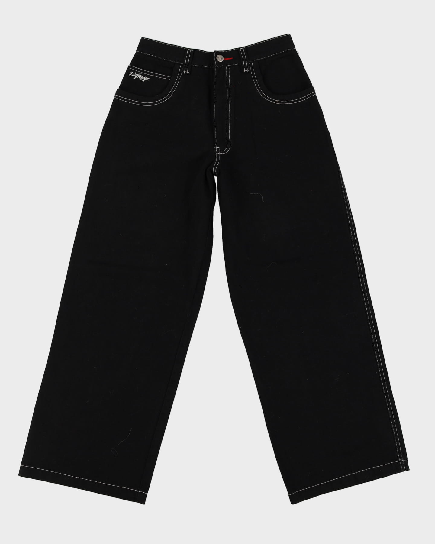 00s Y2K Extreme Zone Black Baggy Oversized Contrast Stitch Jeans - W27 L29