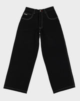 00s Y2K Extreme Zone Black Baggy Oversized Contrast Stitch Jeans - W27 L29