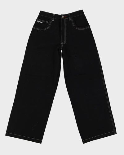 00s Y2K Extreme Zone Black Baggy Oversized Contrast Stitch Jeans - W27 L29