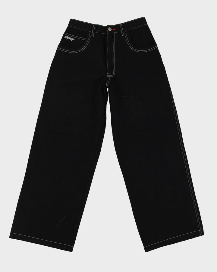 00s Y2K Extreme Zone Black Baggy Oversized Contrast Stitch Jeans - W27 L29