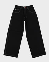 00s Y2K Extreme Zone Black Baggy Oversized Contrast Stitch Jeans - W27 L29