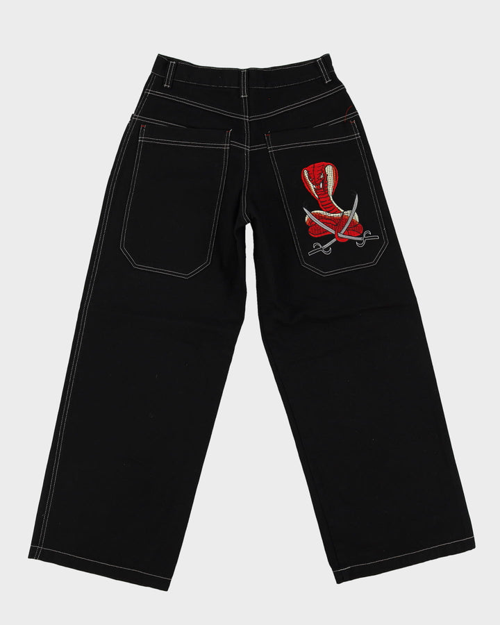 00s Y2K Extreme Zone Black Baggy Oversized Contrast Stitch Jeans - W27 L29