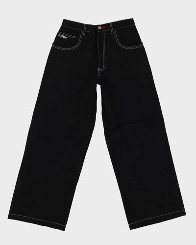00s Y2K Extreme Zone Black Baggy Oversized Contrast Stitch Jeans - W28 L30