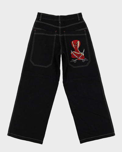 00s Y2K Extreme Zone Black Baggy Oversized Contrast Stitch Jeans - W28 L30