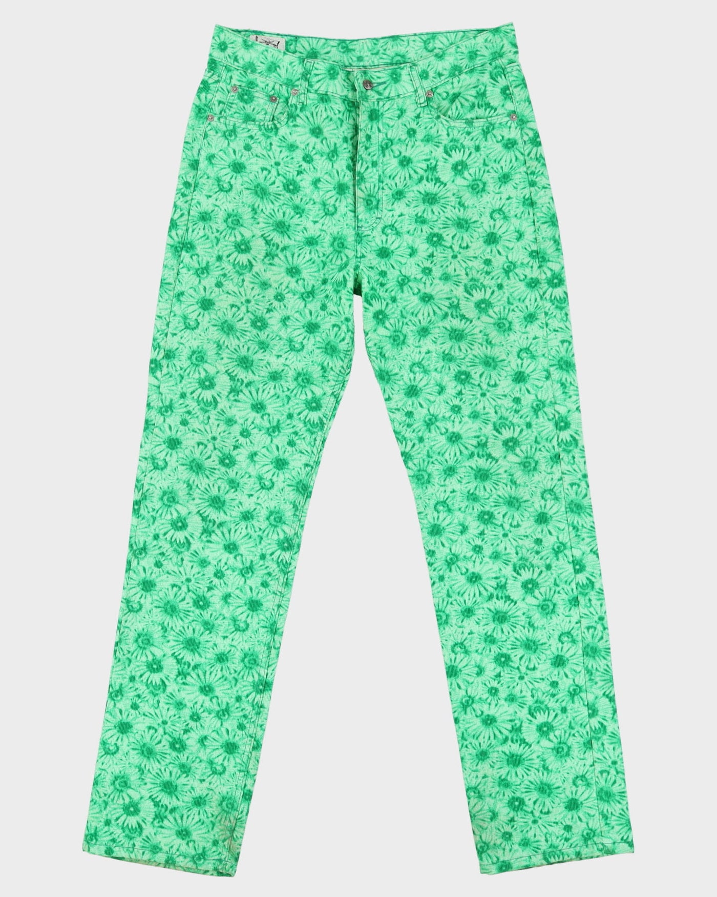 Vintage 80s Green Patterned All Over Print Jeans - W34 L32