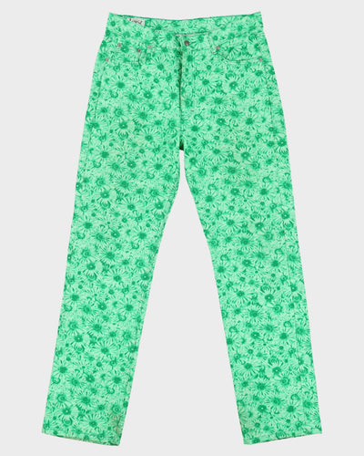 Vintage 80s Green Patterned All Over Print Jeans - W34 L32