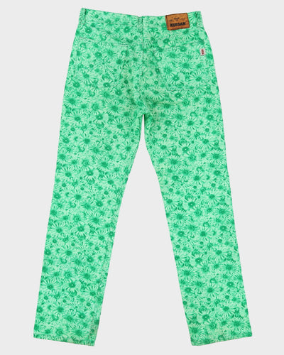 Vintage 80s Green Patterned All Over Print Jeans - W34 L32