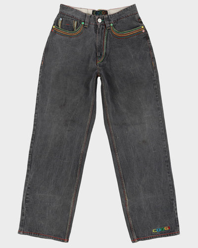 Vintage 90s Coogi Grey Colourful Embroidered Dark Wash Jeans - W32 L34