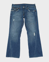 00s Y2K True Religion Embroidered Back Pockets Blue Jeans - W34 L33