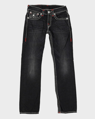 00s Y2K True Religion Black Contrast Stitch Jeans - W30 L34