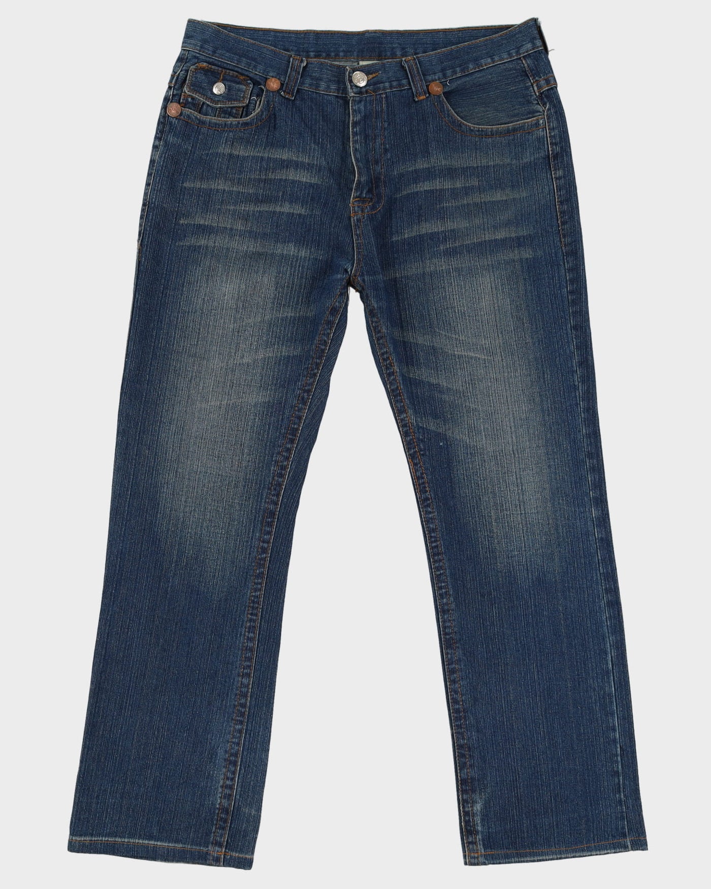 00s Y2K True Religion Blue Contrast Stitch Jeans - W38 L32