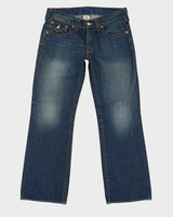 00s Y2K True Religion Embroidered Back Pocket Blue Jeans - W33 L33