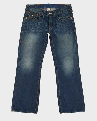 00s Y2K True Religion Embroidered Back Pocket Blue Jeans - W33 L33