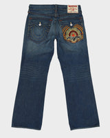00s Y2K True Religion Embroidered Back Pocket Blue Jeans - W33 L33