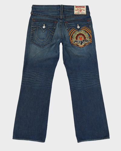 00s Y2K True Religion Embroidered Back Pocket Blue Jeans - W33 L33