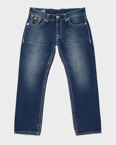 00s Y2K True Religion Contrast Stitch Blue Jeans - W36 L31