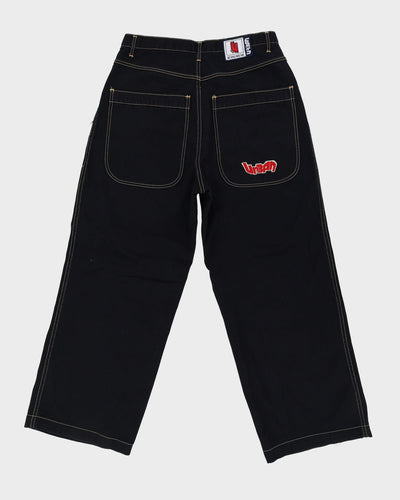 90s / 00s Y2K Contrast Stitch Dark Wash Black Jeans - W34 L30