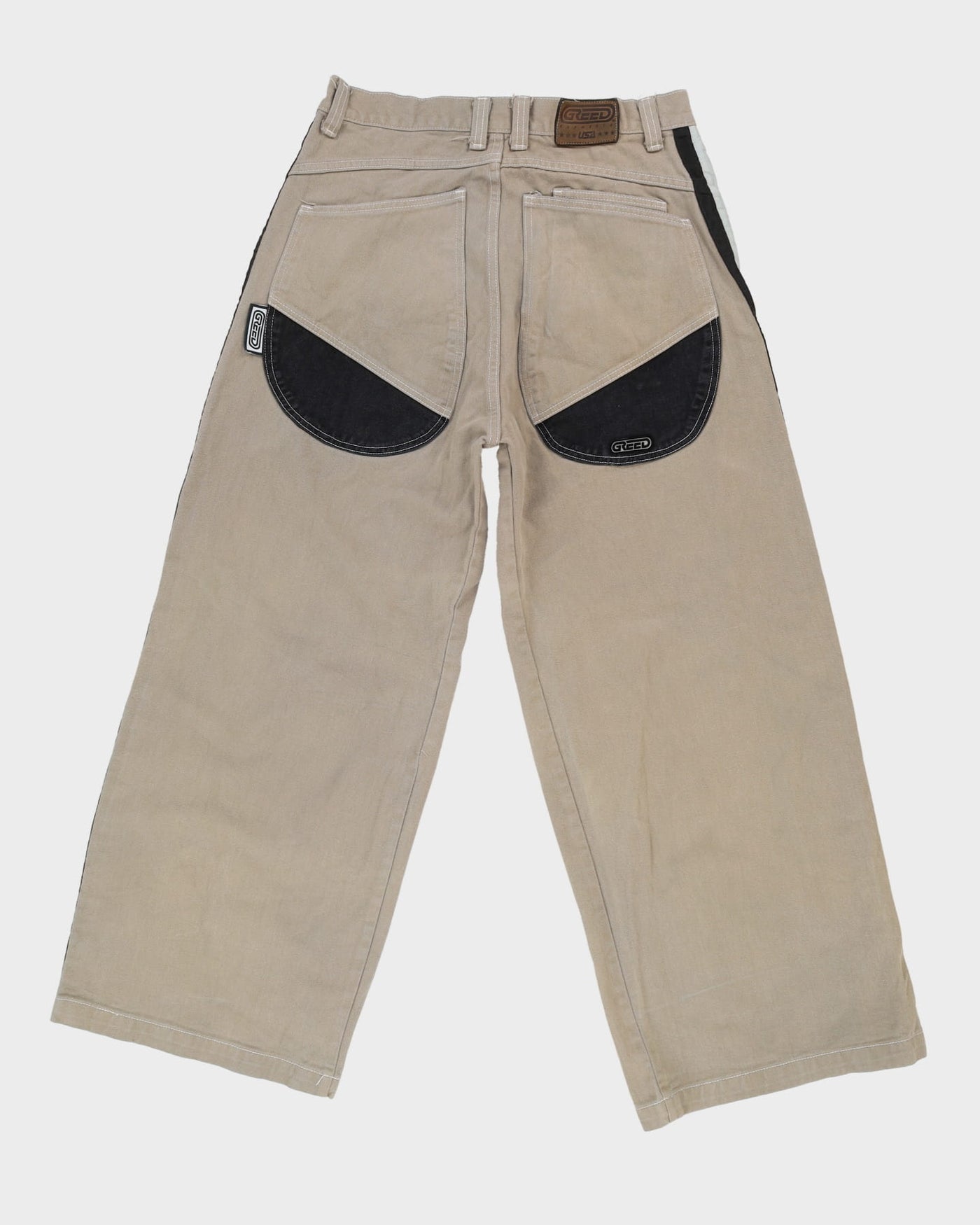 90s / 00s Y2K Greed Beige Baggy Skater Jeans - W34 L31