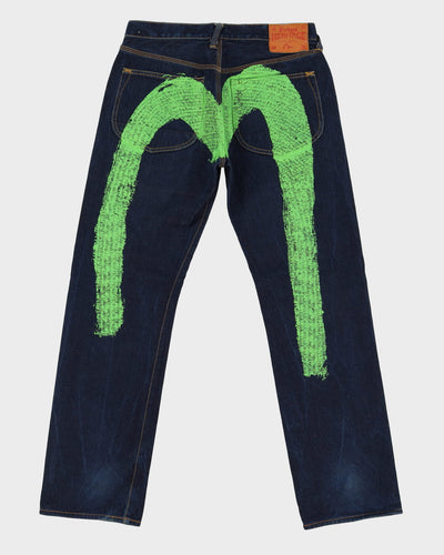 90s / 00s Y2K Evisu Dark Wash Blue Jeans - W34 L33