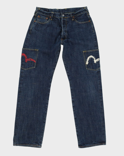 90s / 00s Y2K Evisu Dark Wash Blue Jeans - W34 L33