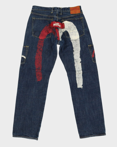 90s / 00s Y2K Evisu Dark Wash Blue Jeans - W34 L33
