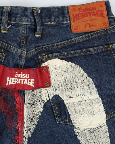 90s / 00s Y2K Evisu Dark Wash Blue Jeans - W34 L33