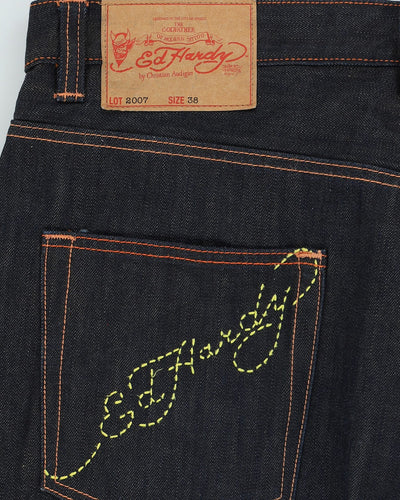 00s Y2K Ed Hardy Love Kills Slowly Dark Wash Blue Jeans - W38 L32
