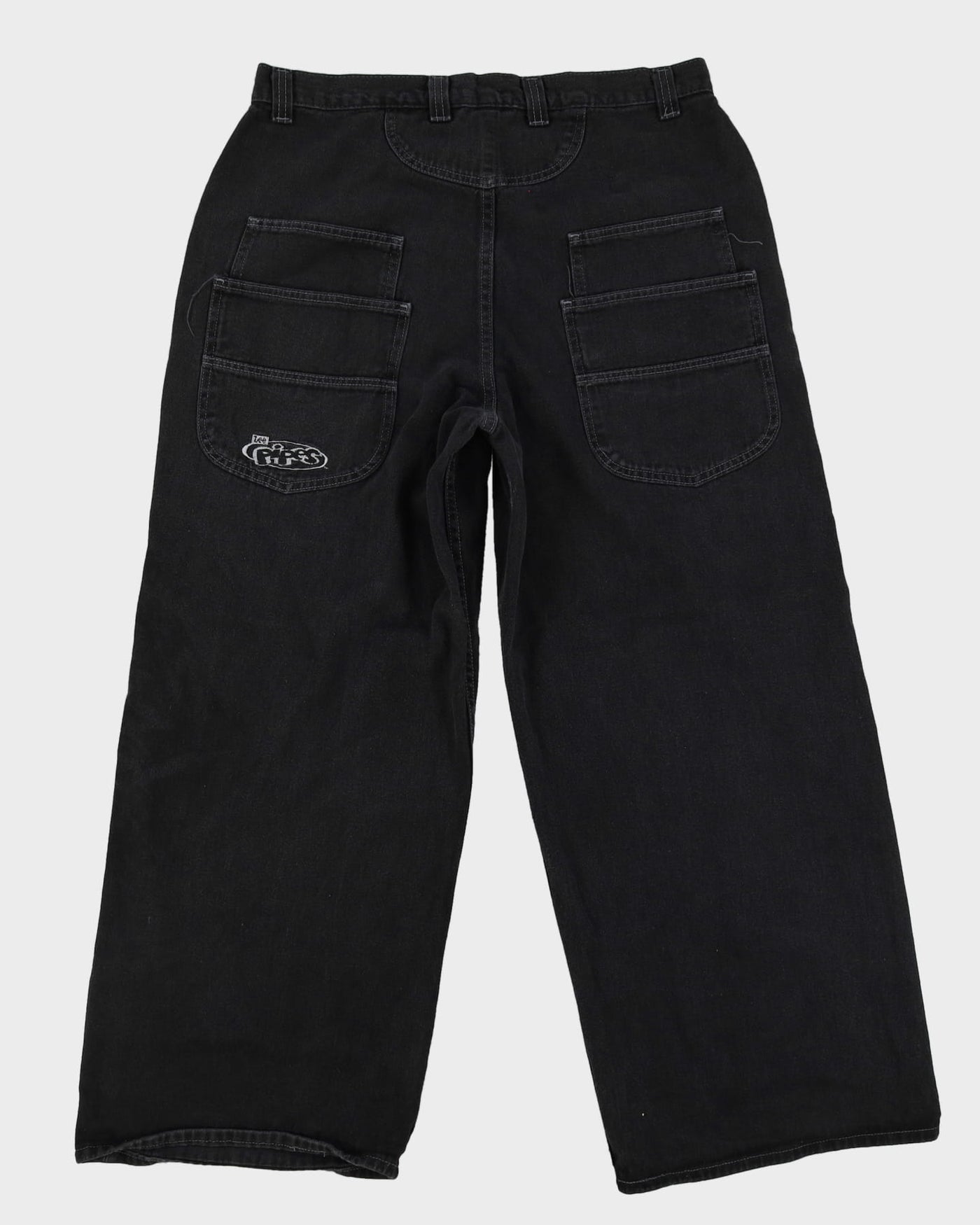 Vintage 90s LEE Pipes Dark Wash Black Baggy Fit Wide Leg Skater Jeans - W37 L31