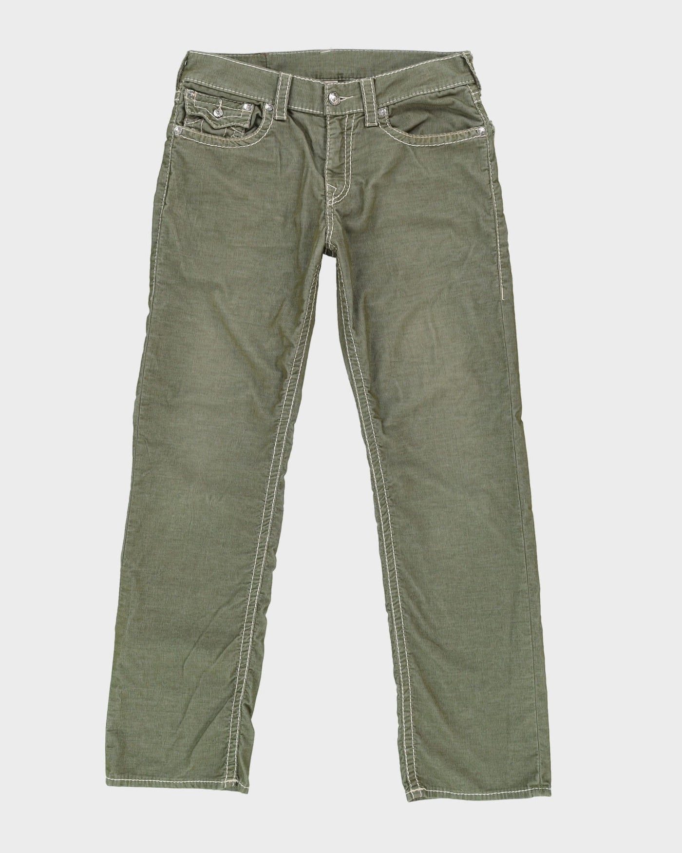 00s Y2K True Religion Green Cord Trousers - W33 L35