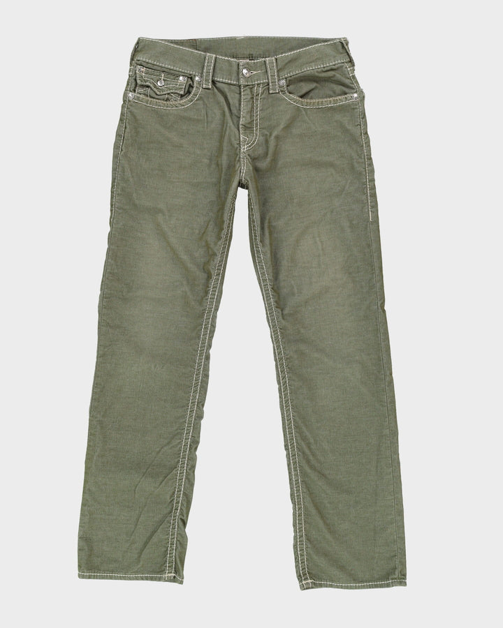00s Y2K True Religion Green Cord Trousers - W33 L35