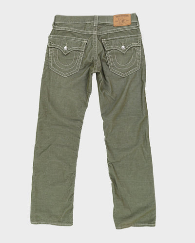 00s Y2K True Religion Green Cord Trousers - W33 L35