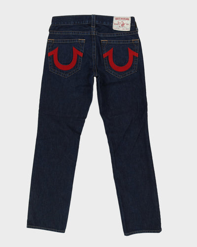 00s Y2K True Religion Dark Washed With Red Embroidery Jeans - W34 L34