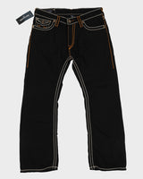 00s Y2K True Religion White Stitches Black Jeans Deadstock With Tags - W36 L33