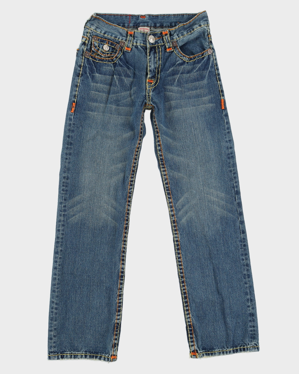 00's Y2k True Religion Billy Super T Contrast Stitch Blue Jeans - W30 L32