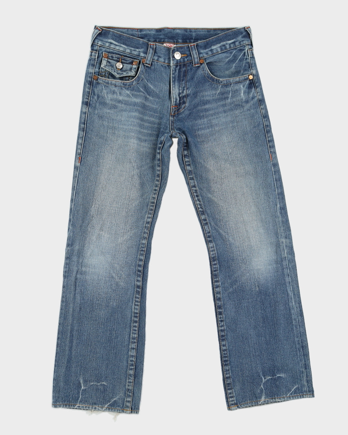00s Y2k True Religion Koi Embroidered Billy Blue Jeans - W32 L30