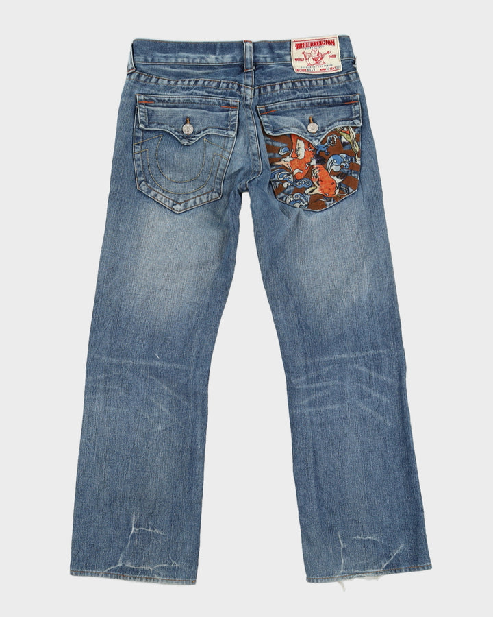 00s Y2k True Religion Koi Embroidered Billy Blue Jeans - W32 L30