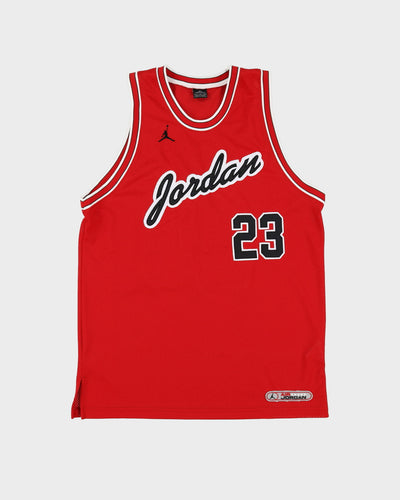 00s Michael Jordan #23 Air Jordan Red NBA Basketball Jersey - L
