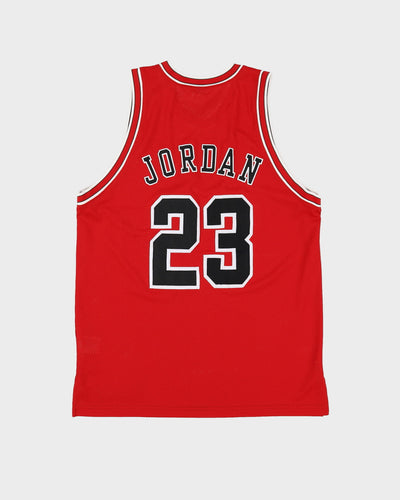00s Michael Jordan #23 Air Jordan Red NBA Basketball Jersey - L