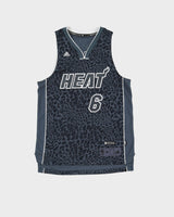 LeBron James #6 Miami Heat Grey Limited Edition Elephant Print Adidas NBA Basketball Jersey - M