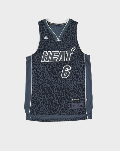 LeBron James #6 Miami Heat Grey Limited Edition Elephant Print Adidas NBA Basketball Jersey - M