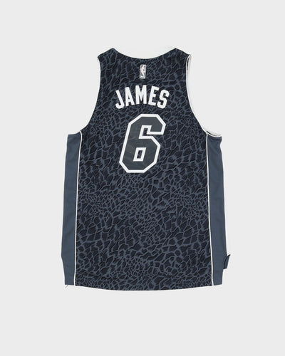 LeBron James #6 Miami Heat Grey Limited Edition Elephant Print Adidas NBA Basketball Jersey - M